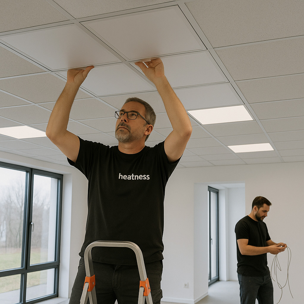 Die Montage der Infrarotheizung Rasterdecke ist einfach