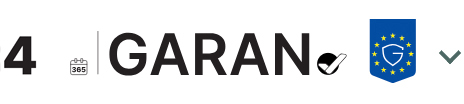 Offizielles EU-GARAN-Label: 4 Jahre gewerbliche Haltbarkeitsgarantie des Herstellers.